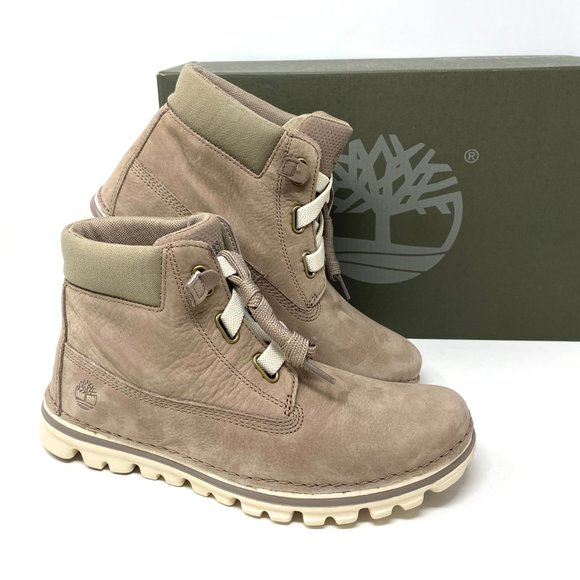 Timbeland Logo WOMEN Size TB 0A2J9W 929 BROOKTON 6 IN BOOT Taupe Nubuck Leather - Picture 6 of 8